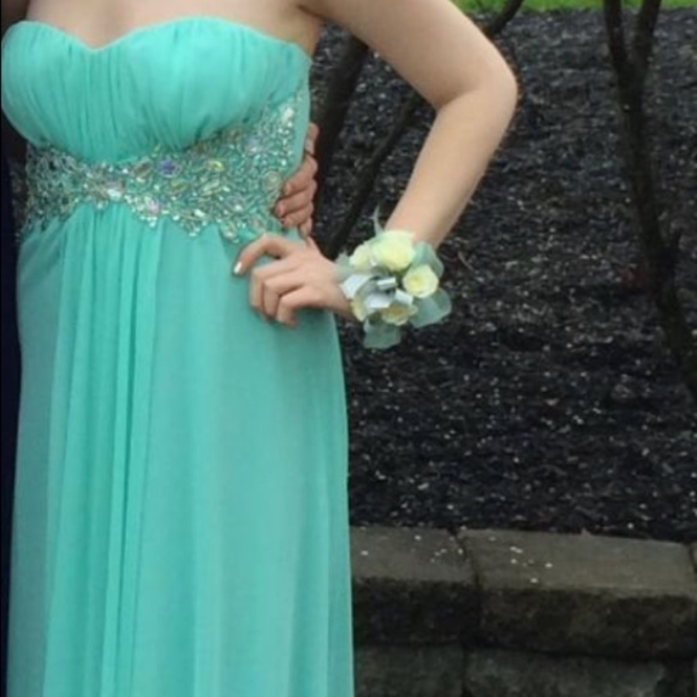 B. DARLIN Aqua Prom Dress